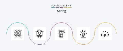 Spring Line 5 Icon Pack inklusive Cloud. Kegel. Getränk. Eis. Eis vektor