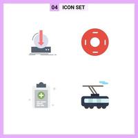 flaches Icon-Paket mit 4 universellen Symbolen für zusätzliche Zwischenablage-Download-Zeichen Medizin editierbare Vektordesign-Elemente vektor