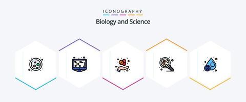 Biologie 25 Filledline Icon Pack inklusive Ho. Wissenschaft. Alternative. Forschung. molekular vektor