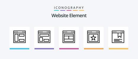 hemsida element linje 5 ikon packa Inklusive webb. layout. hemsida. design. element. kreativ ikoner design vektor