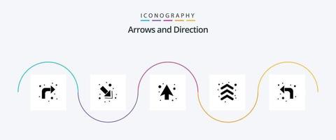 pil glyf 5 ikon packa Inklusive . pilar. vänster. ladda om vektor