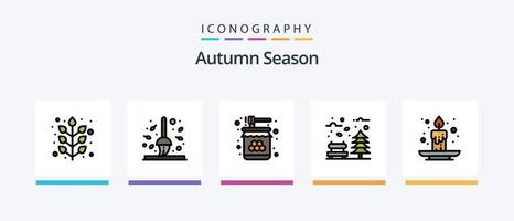 Herbstlinie gefüllt 5 Icon Pack inklusive Schlag. Gemüse. Herbst. Kürbis. Herbst. kreatives Symboldesign vektor