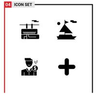 fast glyf packa av 4 universell symboler av stol hiss manlig resa fartyg betalning redigerbar vektor design element