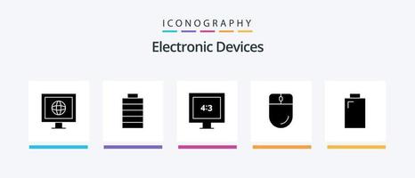 enheter glyf 5 ikon packa Inklusive . kraft. tv. elektrisk. mus. kreativ ikoner design vektor