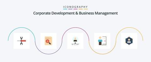 Unternehmensentwicklung und Unternehmensführung Flat 5 Icon Pack einschließlich Personen. Mensch. Lehrplan. einstellen. finden vektor