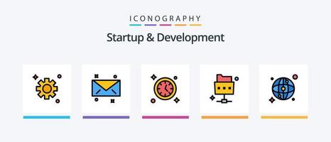 Start- und Entwicklungslinie gefüllt 5 Icon Pack einschließlich . Karte. Hardware. Lage. abspielen. kreatives Symboldesign vektor