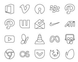 20 Social Media Icon Pack inklusive Facebook Player Nike Media msn vektor