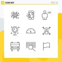 Aktienvektor-Icon-Pack mit 9 Zeilenzeichen und Symbolen zur Reflexion Innenavatar Beauty Markup editierbare Vektordesign-Elemente vektor