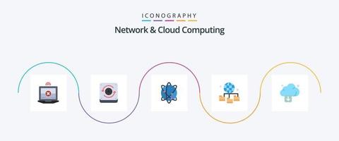 Netzwerk- und Cloud-Computing-Flat-5-Icon-Pack einschließlich Technologie. Pfeil. Internet. Wolke. Technologie vektor
