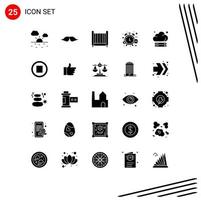 Stock Vector Icon Pack mit 25 Linienzeichen und Symbolen für Cloud Time Baby Stop Management editierbare Vektordesign-Elemente