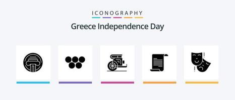 grekland oberoende dag glyf 5 ikon packa Inklusive masker. grekland. stridsvagn. text. grekland. kreativ ikoner design vektor
