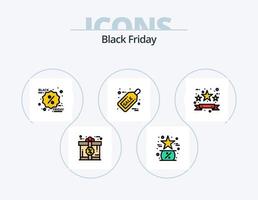 Schwarzer Freitag Linie gefüllt Icon Pack 5 Icon Design. großer Verkauf. Kalender. Abzeichen. Werbung. Rabatt vektor