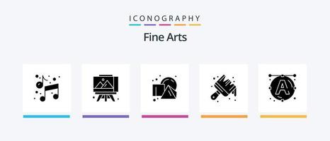 Bildende Kunst Glyphe 5 Icon Pack inklusive Kunst. Schriftart. geometrisch. Bürste. Künste. kreatives Symboldesign vektor