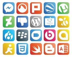 20 Social Media Icon Pack einschließlich CSS Google Allo CMS Beats Pille Blackberry vektor