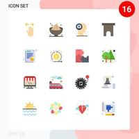 användare gränssnitt packa av 16 grundläggande platt färger av marknad byggnad mosad tänkande huvud redigerbar packa av kreativ vektor design element
