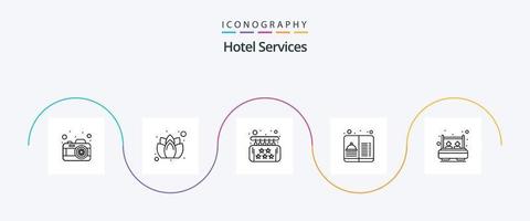 Symbolpaket für Hoteldienstleistungen, Linie 5, einschließlich Doppelzimmer. reisen. fünf. Service. Hotel vektor