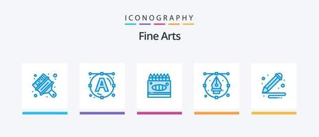 Fine Arts Blue 5 Icon Pack inklusive Kunst. Bleistift. Kunst. Stift. Design. kreatives Symboldesign vektor