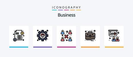 företag linje fylld 5 ikon packa Inklusive . pengar. budget planera. lån. Träning. kreativ ikoner design vektor