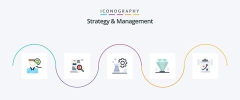 Strategie- und Management-Flat-5-Icon-Pack mit Edelstein. Diamant. Arbeit. Konfig. Schach vektor