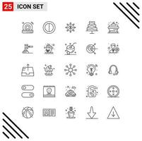 Stock Vektor Icon Pack mit 25 Zeilenzeichen und Symbolen für Gesetz Kerzenliste Geburtstag Foto editierbare Vektordesign-Elemente