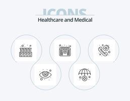 medizinische Linie Icon Pack 5 Icon Design. Augenpflege. Labor. beschützen. Labor. Chemie vektor