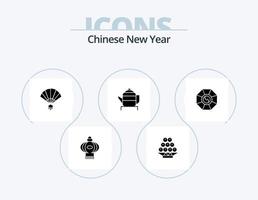 kinesisk ny år glyf ikon packa 5 ikon design. nyår. ny. nyår. kinesiska. kinesisk vektor
