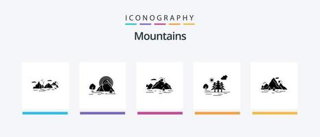 Berge Glyphe 5 Icon Pack inklusive Berg. Baum. Landschaft. Natur. hügel. kreatives Symboldesign vektor