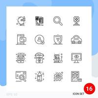 uppsättning av 16 modern ui ikoner symboler tecken för uppkopplad maskin glas Hem elektrisk redigerbar vektor design element