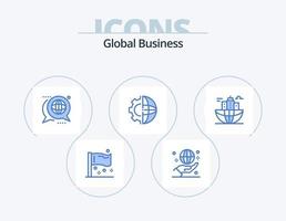 Global Business Blue Icon Pack 5 Icon-Design. International. Entwicklung. Hand. Botschaft. Forum vektor