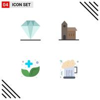 användare gränssnitt packa av 4 grundläggande platt ikoner av diamant mat byggnad historisk ört- redigerbar vektor design element