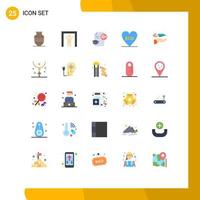 Packung mit 25 kreativen flachen Farben von Mail Environment Cap Love Eco editierbare Vektordesign-Elemente