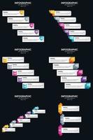 Vektor 6 Infografiken Pack Präsentationsfolie Vorlage 5 Schritte Zyklusdiagramme und Zeitleisten