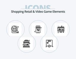 Shopping Einzelhandel und Videospielelemente Linie Icon Pack 5 Icon Design. Sport. Schwert. Jacke. Plus. Liebe vektor