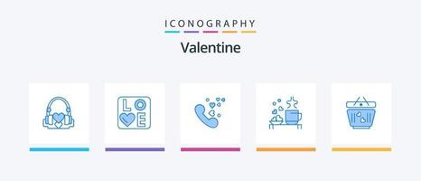 Valentine Blue 5 Icon Pack inklusive Lieben. Herzen. Hochzeit. Tasse. Hochzeit. kreatives Symboldesign vektor