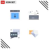 Gruppe von 4 flachen Symbolen, Zeichen und Symbolen für App-Blasenelement Schlüsselkommunikation editierbare Vektordesign-Elemente vektor