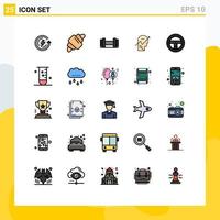 25 gefüllte Linien flaches Farbkonzept für mobile Websites und Apps Autolenkhanteln Geist menschliche editierbare Vektordesign-Elemente vektor