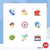 9 flaches Farbpaket der Benutzeroberfläche mit modernen Zeichen und Symbolen von find business apple new child editable vector design elements