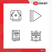 4 kreativ ikoner modern tecken och symboler av publik berättelse filma dokumentera paket redigerbar vektor design element