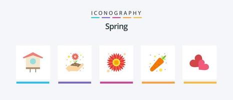 vår platt 5 ikon packa Inklusive bröllop. kärlek. blomma. hjärta. mat. kreativ ikoner design vektor