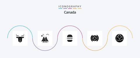 Canada Glyph 5 Icon Pack inklusive Blatt. Baum. Skandinavien. Blatt. Kanada vektor