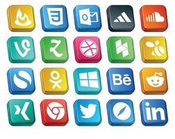 20 Social Media Icon Pack einschließlich Xing Behance Zootool Windows Simple vektor