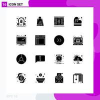 Aktienvektor-Icon-Pack mit 16 Zeilenzeichen und Symbolen für Klavier-Ehe-Fußball-Liebesspiel editierbare Vektor-Design-Elemente vektor