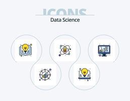 data vetenskap linje fylld ikon packa 5 ikon design. seo. vetenskap. dator. Rapportera. data vektor