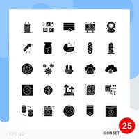 25 kreative Symbole, moderne Zeichen und Symbole von Kartenhalter-Geldbildschirmmedien, editierbare Vektordesign-Elemente vektor