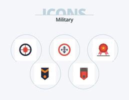 militärisches flaches Icon-Pack 5-Icon-Design. Belohnung. vergeben. Rang. Ziel. Militär- vektor