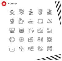 uppsättning av 25 modern ui ikoner symboler tecken för telefon ring upp keps app människor redigerbar vektor design element