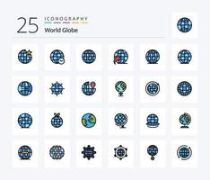 Globus 25 Zeilen gefülltes Icon Pack inklusive Globus. Globus. Globus. global. Globus vektor