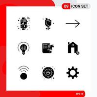 9 solides Glyphenpaket der Benutzeroberfläche mit modernen Zeichen und Symbolen der Planung von Geschäftspfeilschachlicht editierbaren Vektordesignelementen vektor