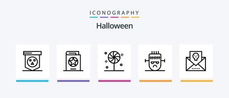 Halloween Line 5 Icon Pack inklusive Voodoo. Halloween. Religion. Puppe. Himmel. kreatives Symboldesign vektor
