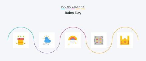 regnig platt 5 ikon packa Inklusive dränering. konstruktion. säsong. badrum. himmel vektor